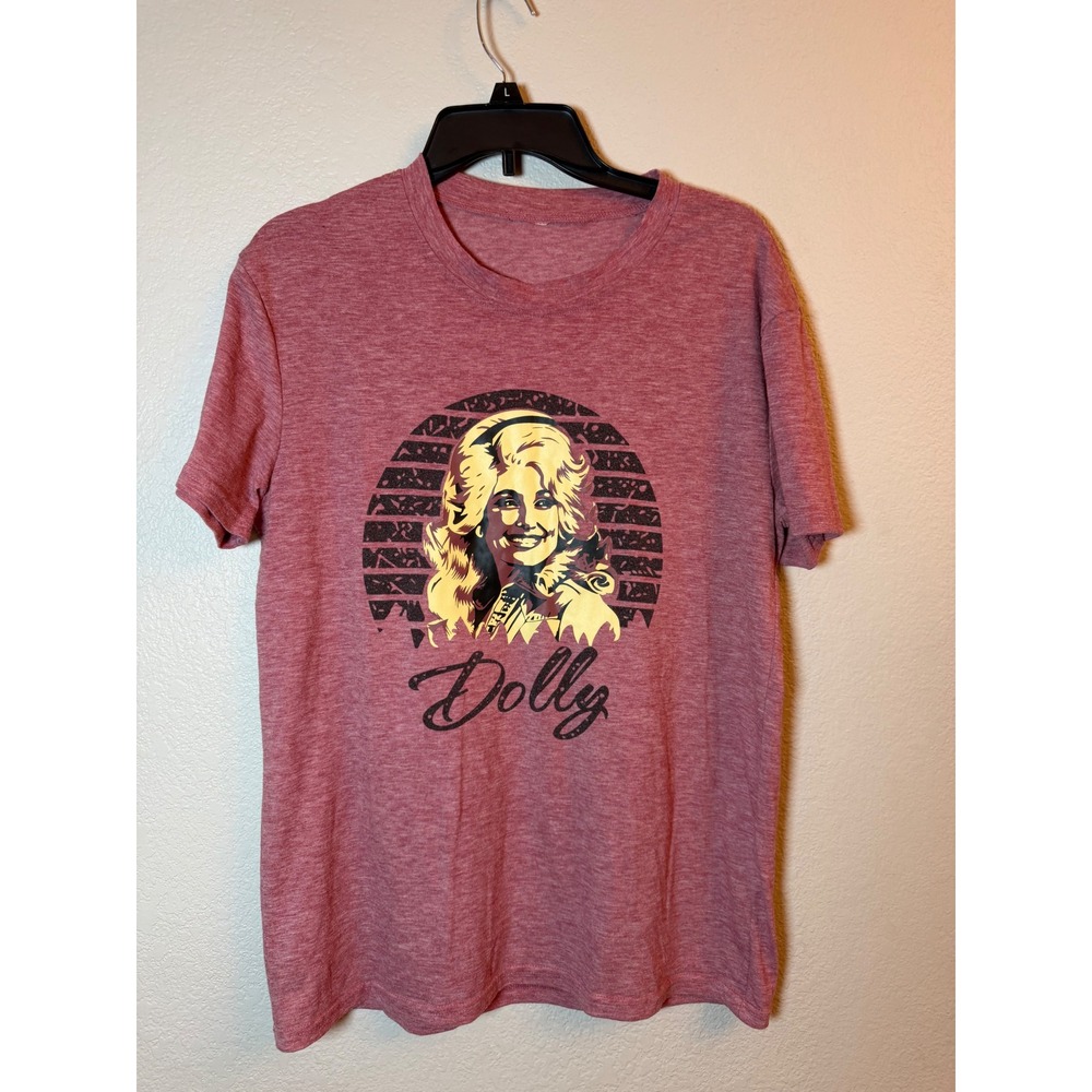 Dolly Parton Graphic Tee Pink Heathered Retro Country Music T-Shirt Large
